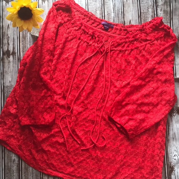 Beverly Drive Tops - Beverly Drive red lace top